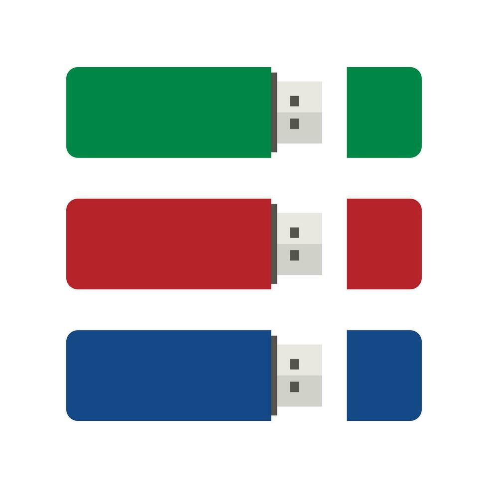 USB destello conducir conjunto icono aislado en blanco antecedentes. vector ilustración