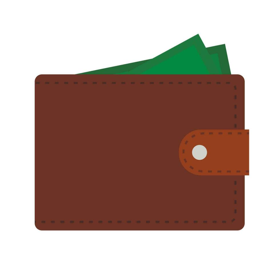 Wallet with money icon isolated on white background, Vector illustration