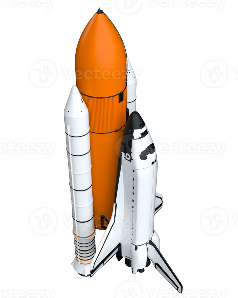 Space shuttle scene. Perspective view isolated on  background. 3d rendering - illustration png