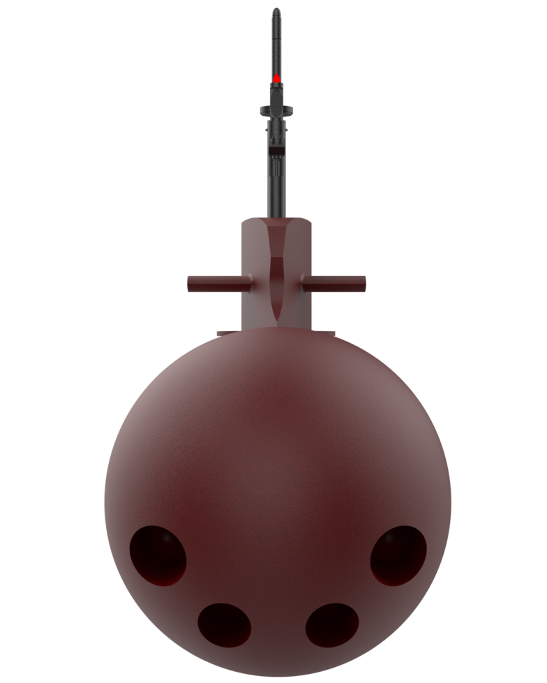 Submarine with label isolated on background. Ideal for large publications or printing. 3d rendering - illustration png