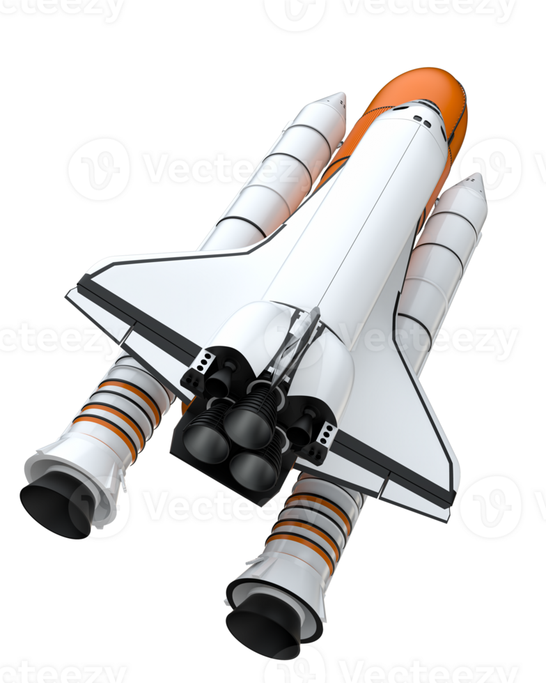 espacio lanzadera escena. perspectiva ver aislado en antecedentes. 3d representación - ilustración png