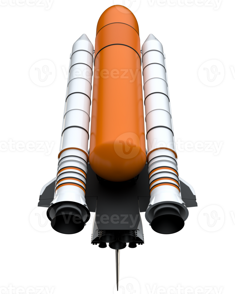 Space shuttle scene. Perspective view isolated on  background. 3d rendering - illustration png