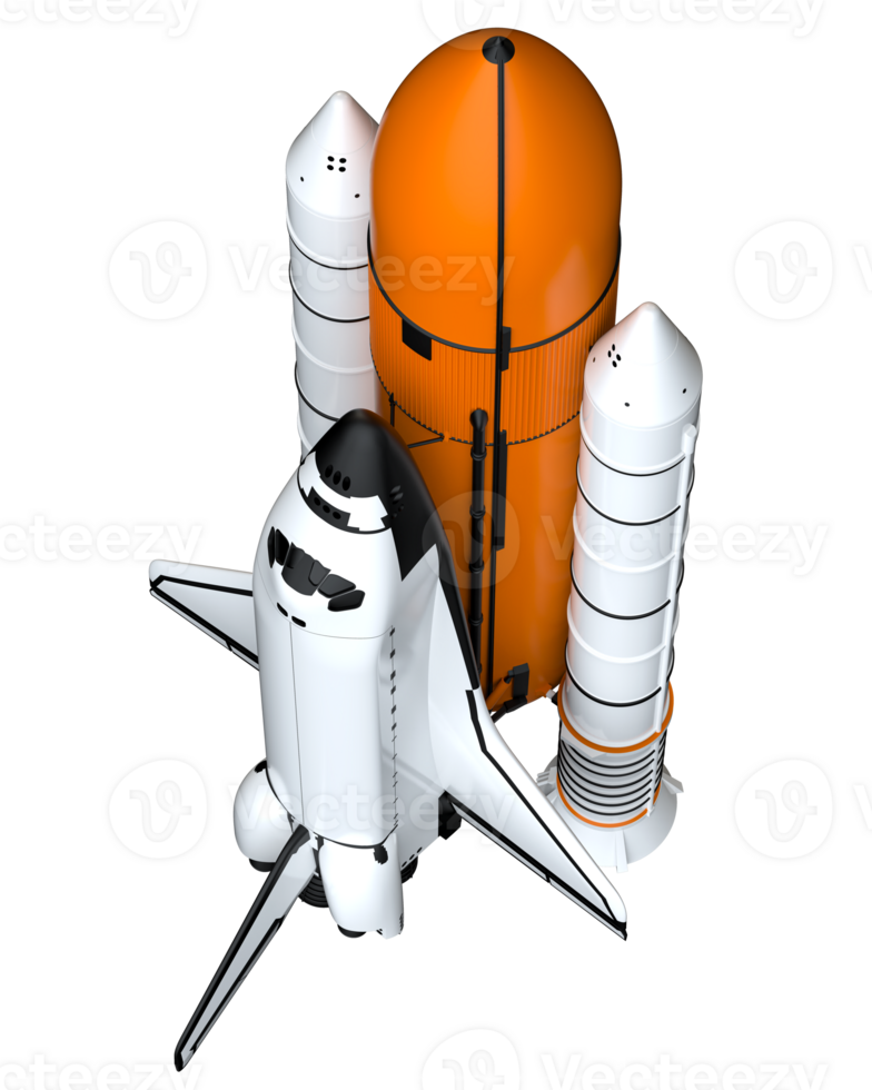 Space shuttle scene. Perspective view isolated on  background. 3d rendering - illustration png