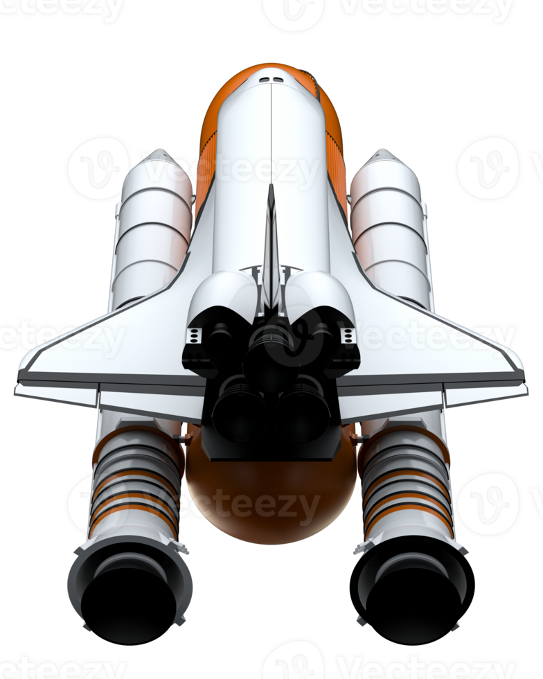 Space shuttle scene. Perspective view isolated on  background. 3d rendering - illustration png