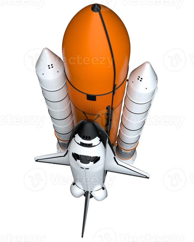 Space shuttle scene. Perspective view isolated on  background. 3d rendering - illustration png