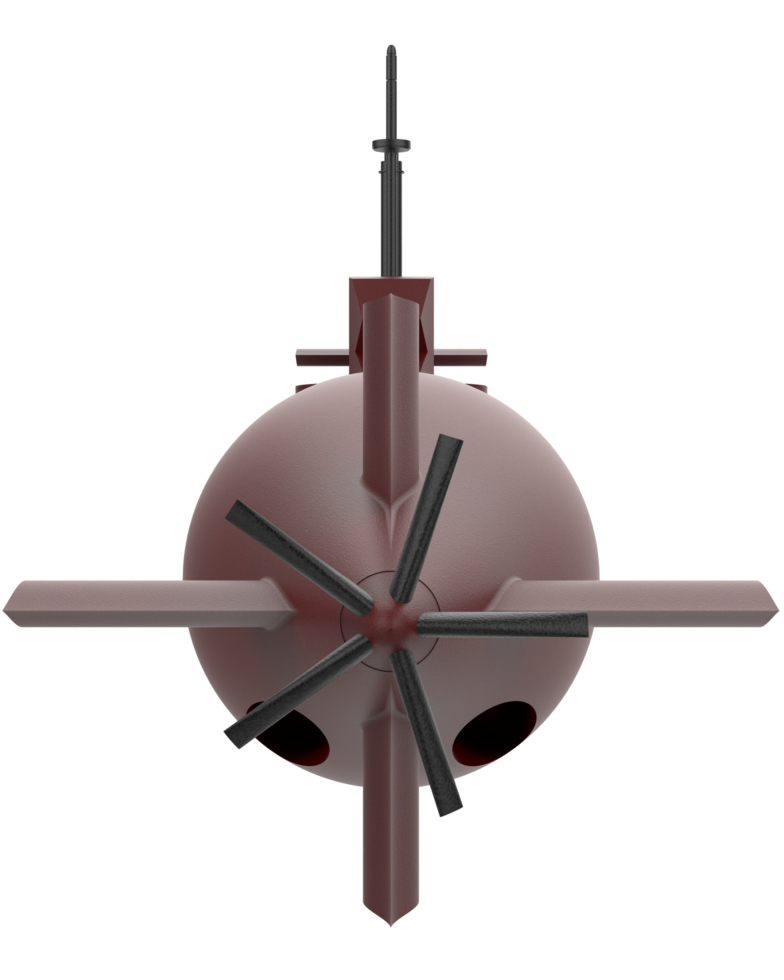 Submarine with label isolated on background. Ideal for large publications or printing. 3d rendering - illustration png