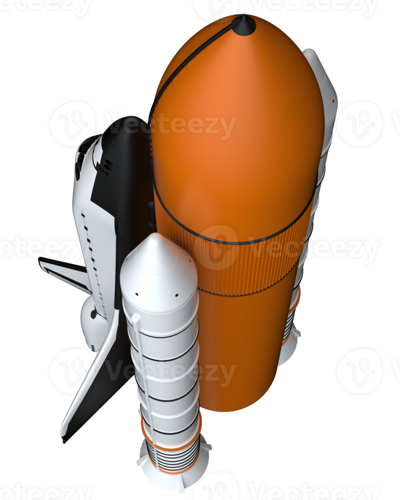 Space shuttle scene. Perspective view isolated on  background. 3d rendering - illustration png