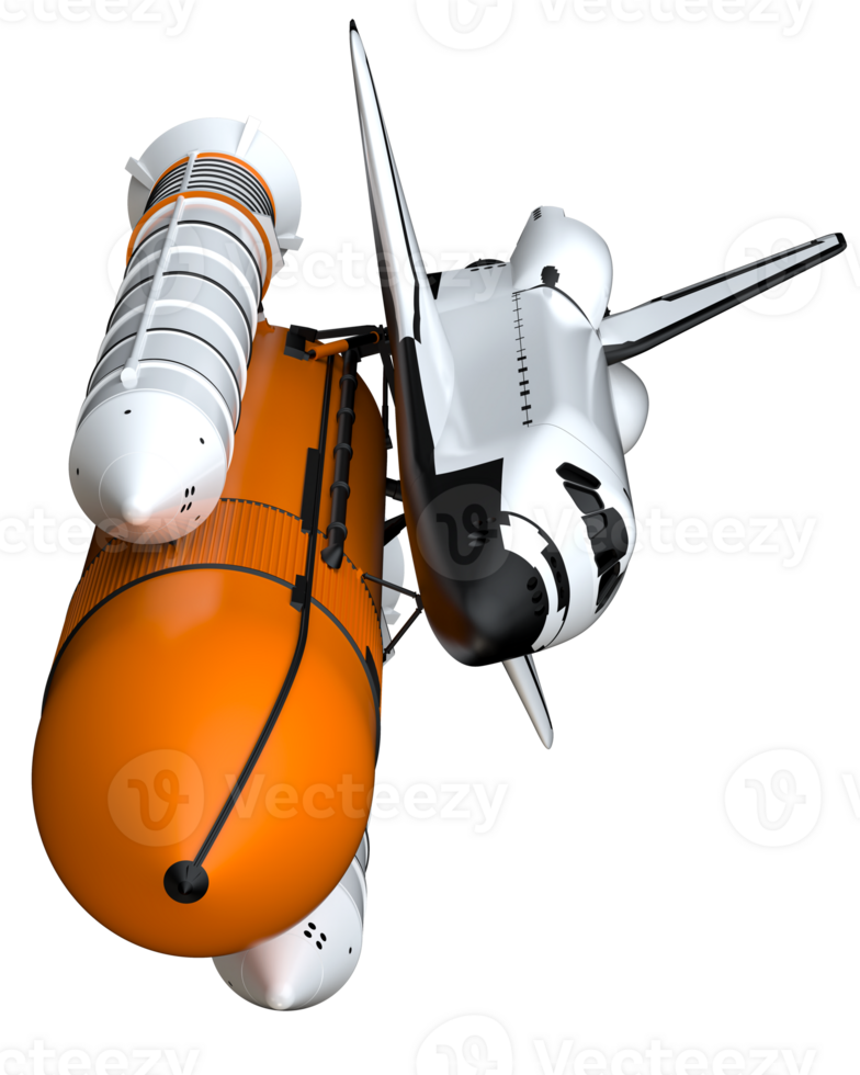 Space shuttle scene. Perspective view isolated on  background. 3d rendering - illustration png