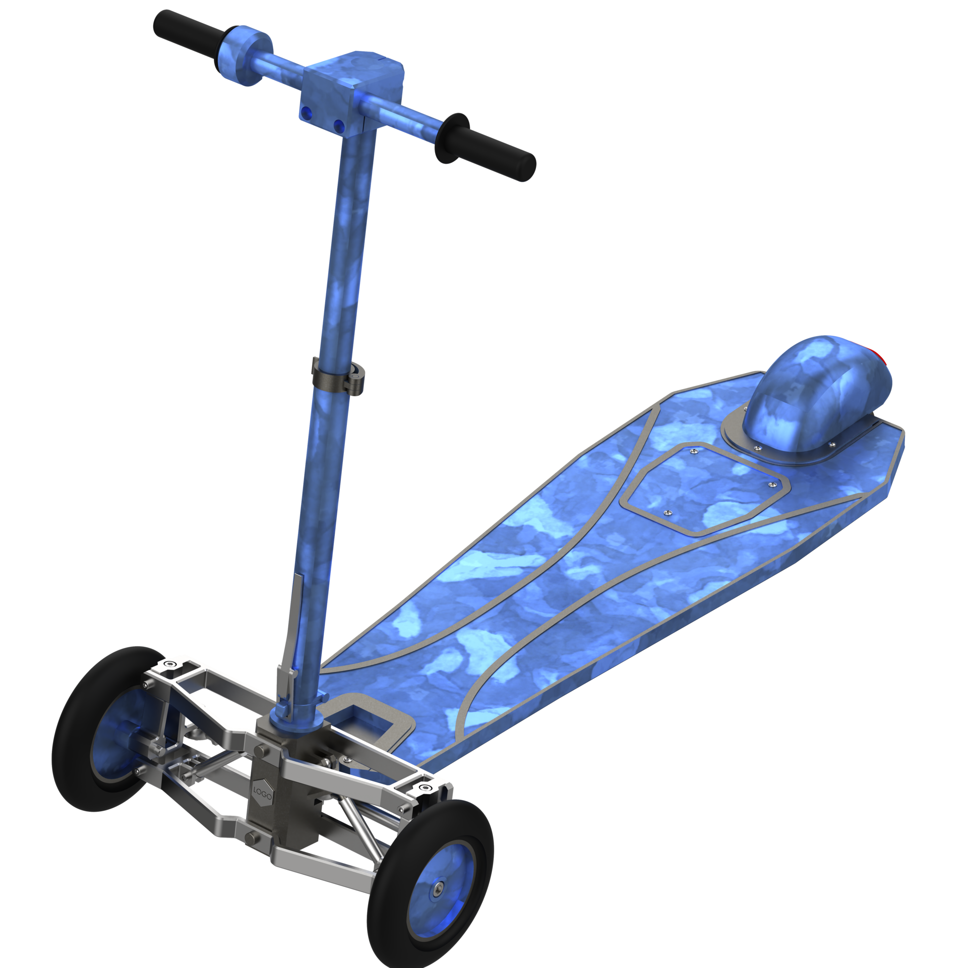 Three wheel scooter close up scene isolated on background 3d rendering