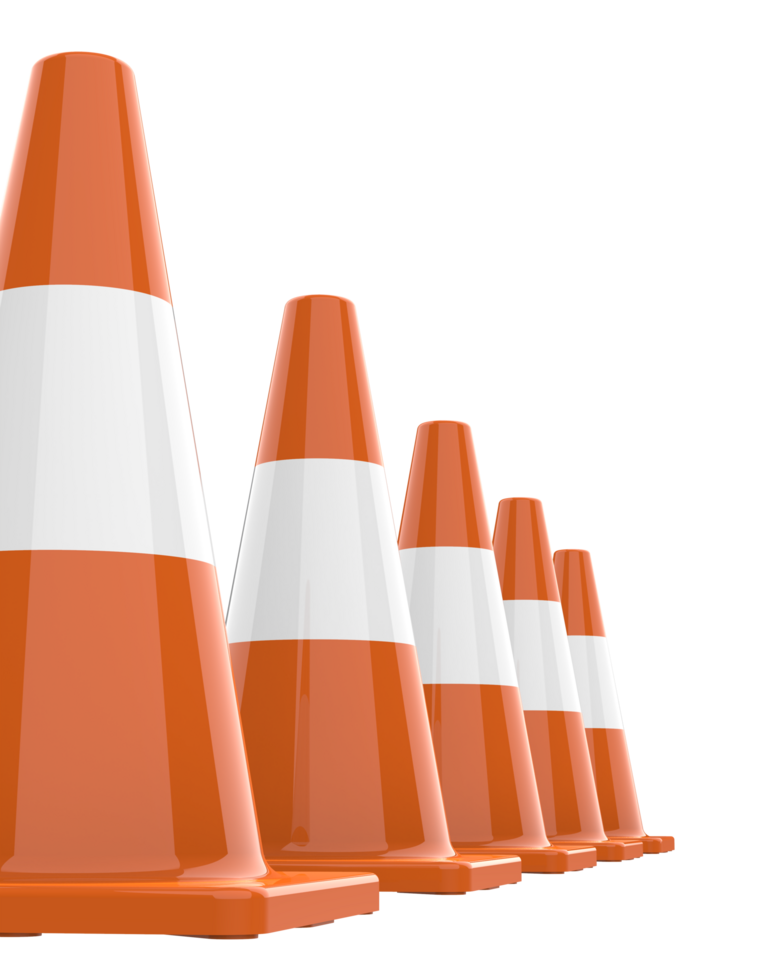 Traffic cone isolated on background. 3d rendering - illustration png