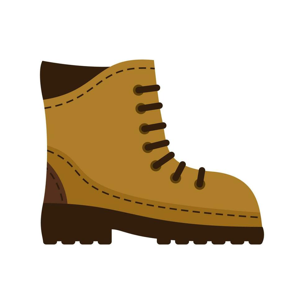 marrón bota excursionismo icono aislado en blanco antecedentes. Ejército militar zapatos. vector ilustración