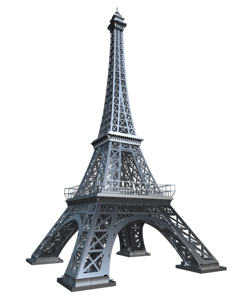 Eiffel tower isolated on background. 3d rendering - illustration png