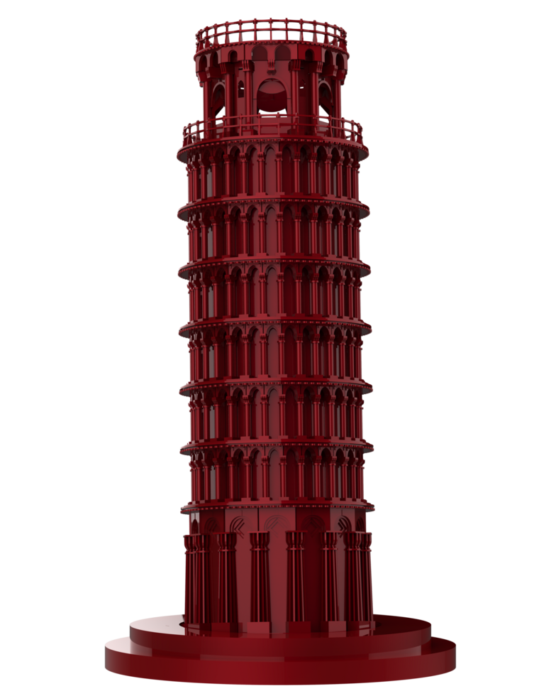 Leaning Tower of Pisa close-up scene isolated on background. 3d rendering - illustration png