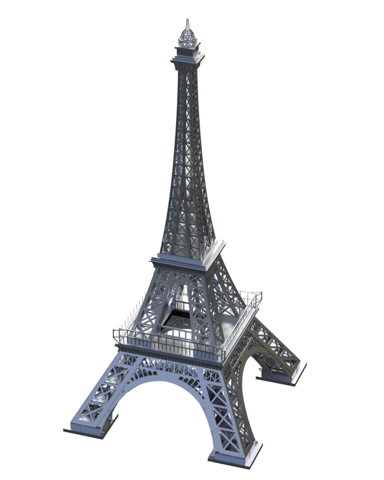 Eiffel tower isolated on background. 3d rendering - illustration png