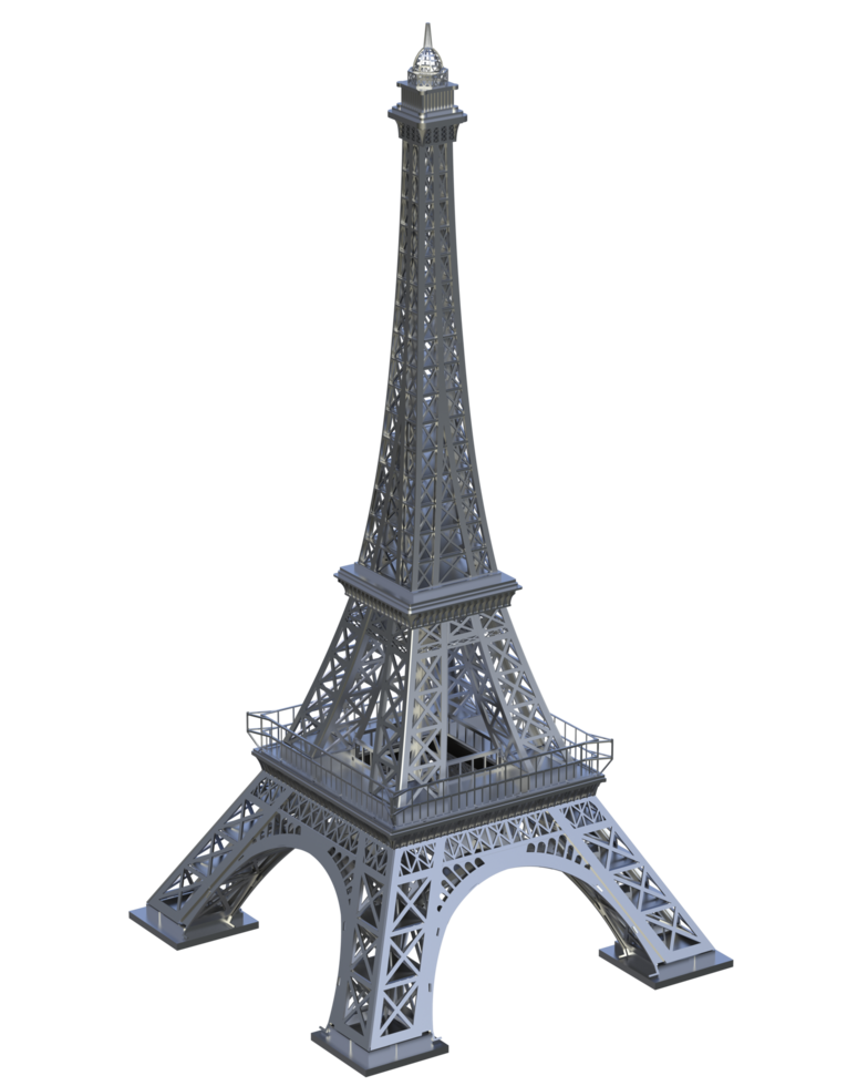 Eiffel tower isolated on background. 3d rendering - illustration png