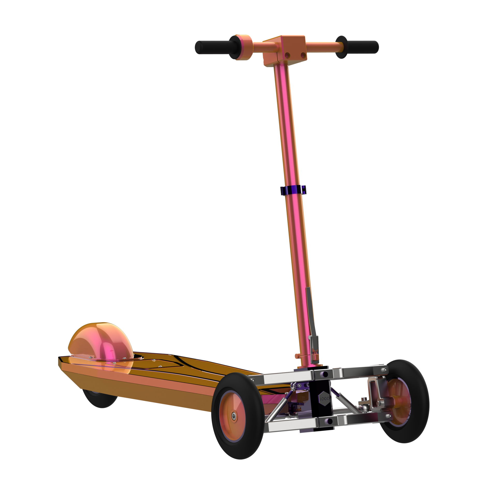 Three wheel scooter close up scene isolated on background 3d rendering