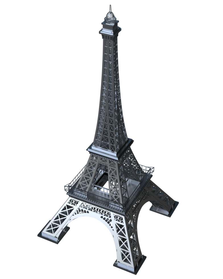 Eiffel tower isolated on background. 3d rendering - illustration png