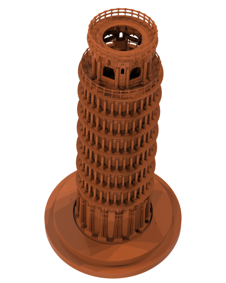 inclinado torre do pisa fechar-se cena isolado em fundo. 3d Renderização - ilustração png