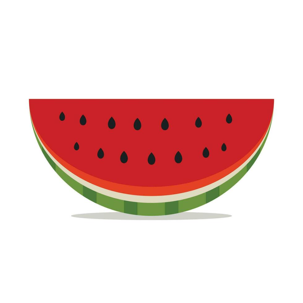 Slice of watermelon icon in flat style isolated on white background. Vector illustration.