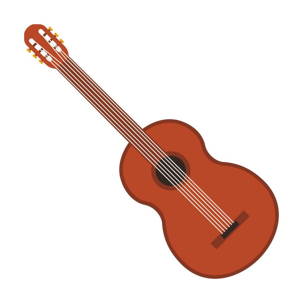 Guitar icon, Acoustic musical instrument sign Isolated on white background. Vector