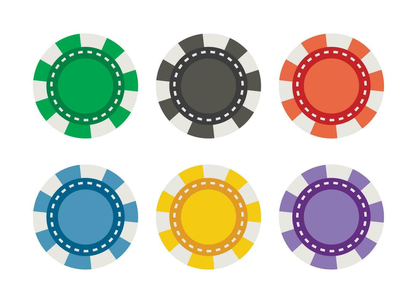 Colored casino chips set isolated on white background. Vector