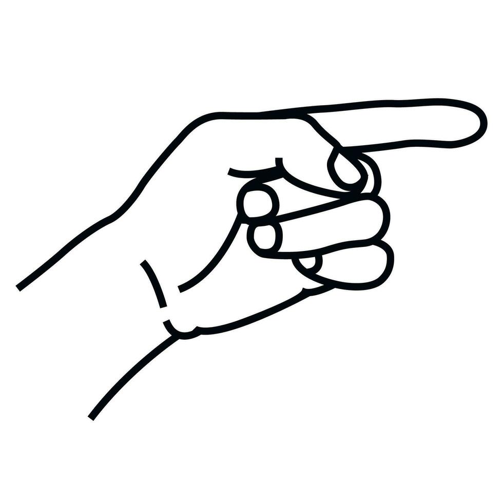 Hand pointer. Hand showing one finger or counting one. Gesture hand of a human forefinger. Vector illustration