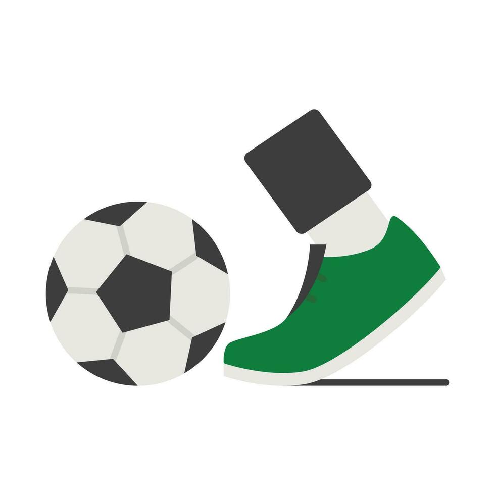 Soccer or football icon, leg kicks the ball. Vector illustration