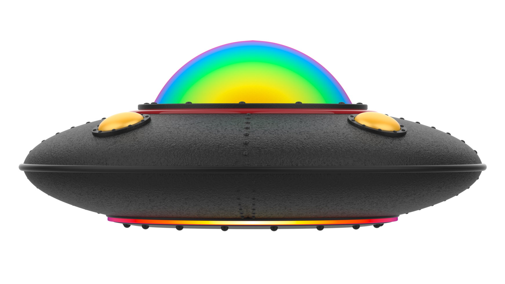 UFO close-up scene isolated on background. 3d rendering - illustration png