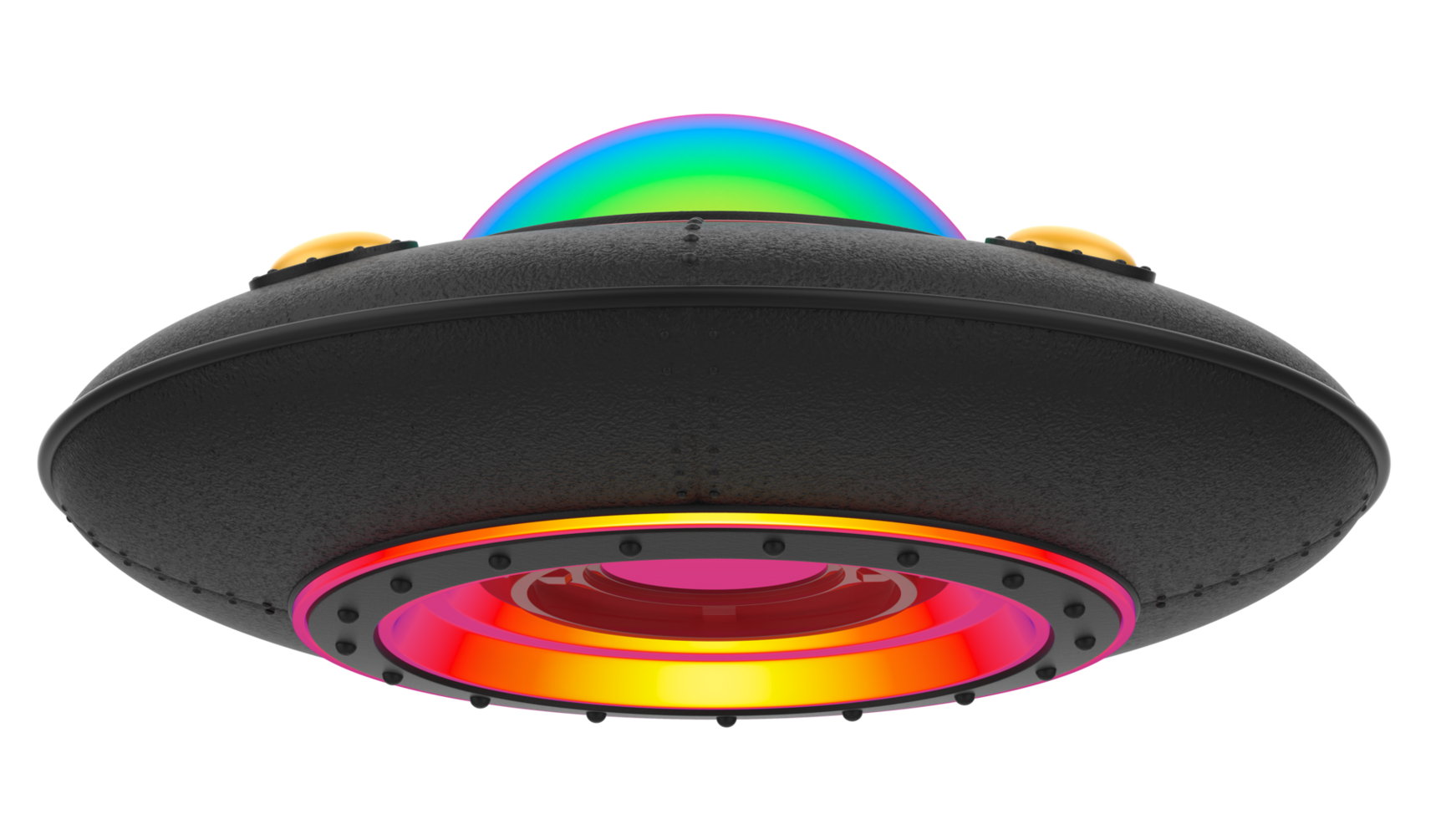 UFO close-up scene isolated on background. 3d rendering - illustration png
