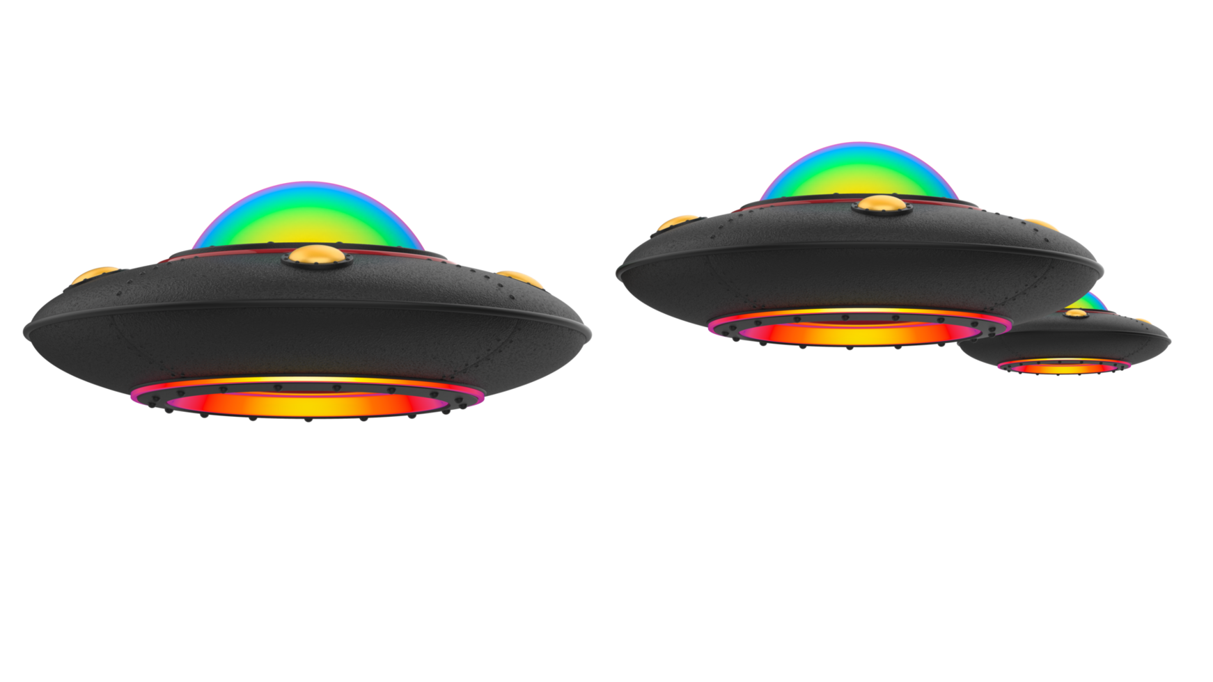 UFO close-up scene isolated on background. 3d rendering - illustration png