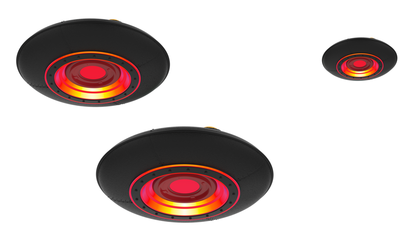 UFO Nahansicht Szene isoliert auf Hintergrund. 3d Rendern - - Illustration png