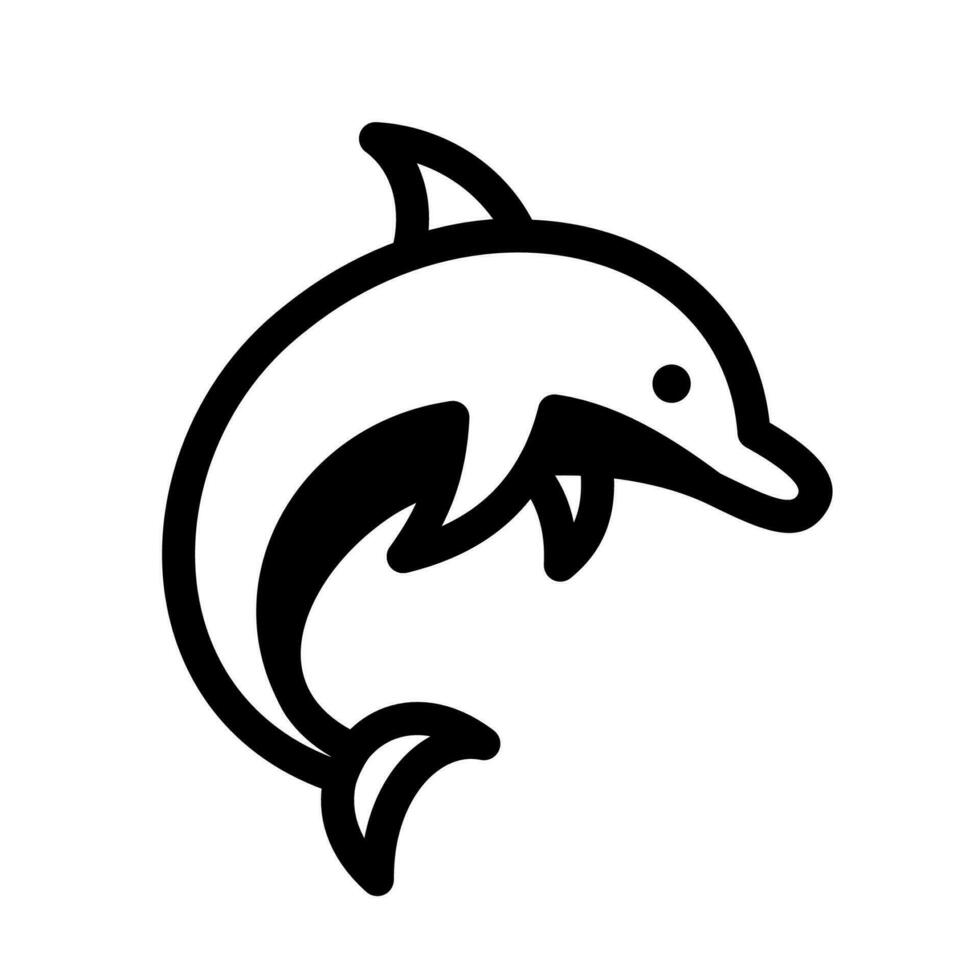 Dolphin line icon. Aquatic sea mammal, marine animal. Vector illustration