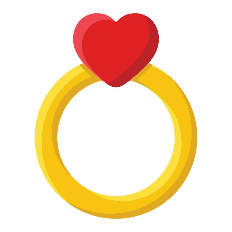 oro anillo con corazón aislado en blanco antecedentes. san valentin día, boda, amor vector ilustración