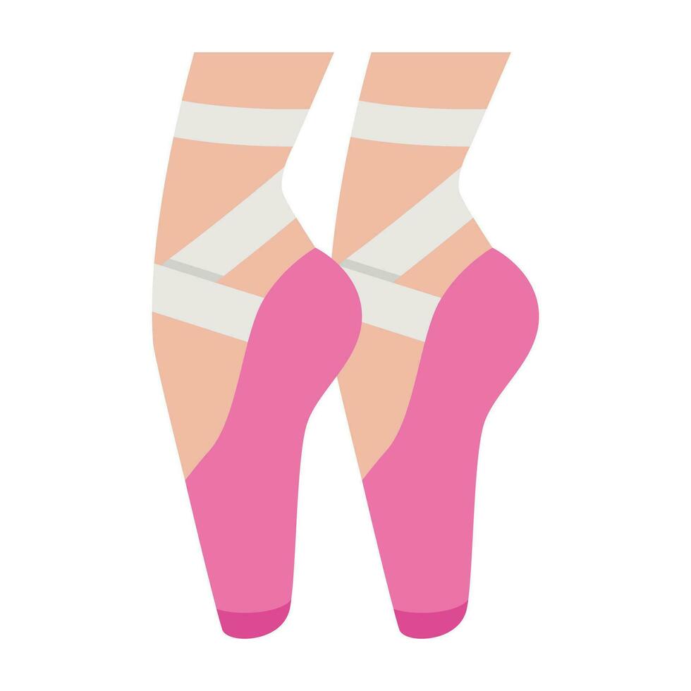 Ballet shoes pointes female flat icon. ballerina legs standing on tiptoes vector