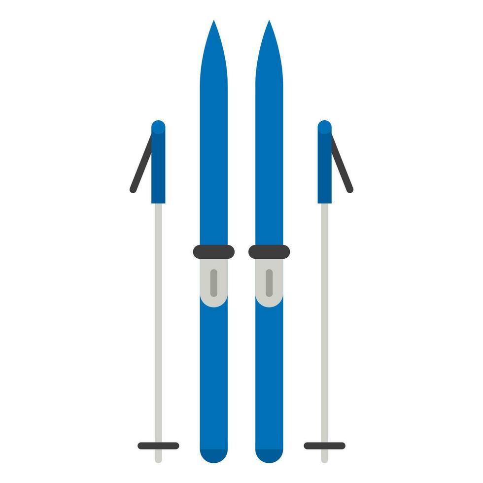 Mountain ski and stick icon isolated on white background vector