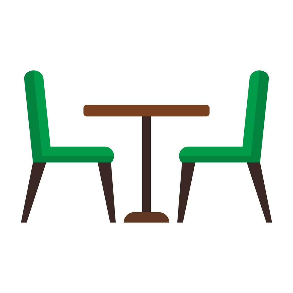 Dining table and chairs for two people. Vector illustration in flat style isolated on white background