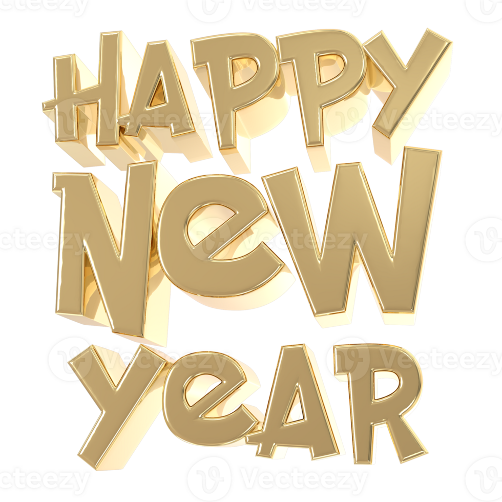3d happy new year text on transparent background png