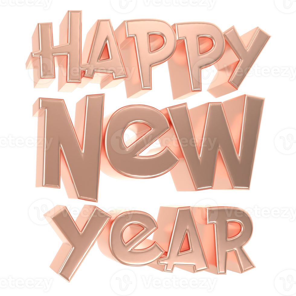 3d happy new year text on transparent background png