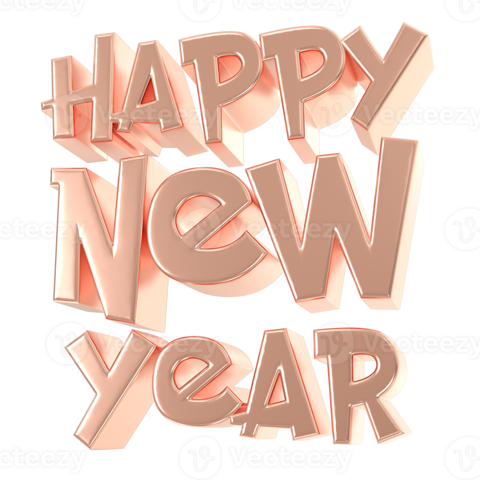 3d happy new year text on transparent background png
