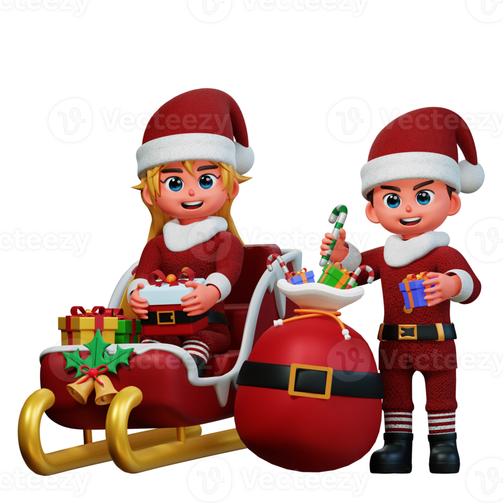 3D Character Christmas Couple Illustration png