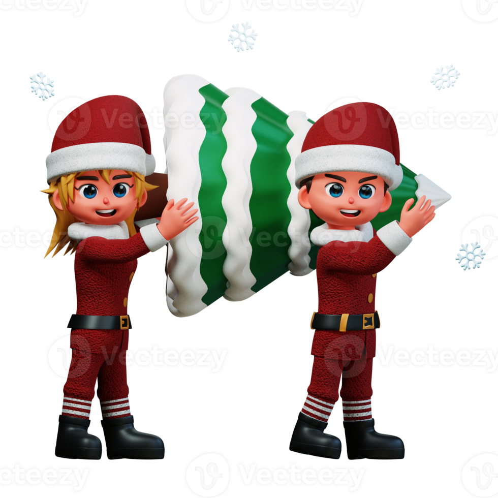 3D Character Christmas Couple Illustration png