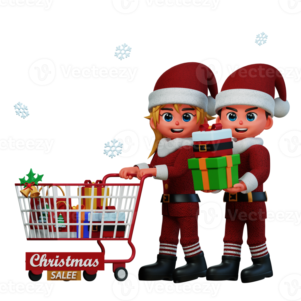 3D Character Christmas Couple Illustration png