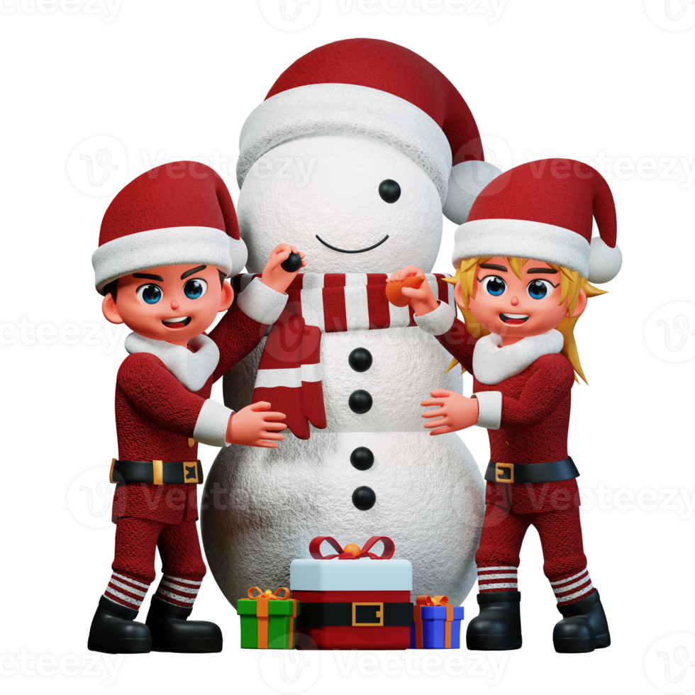 3D Character Christmas Couple Illustration png