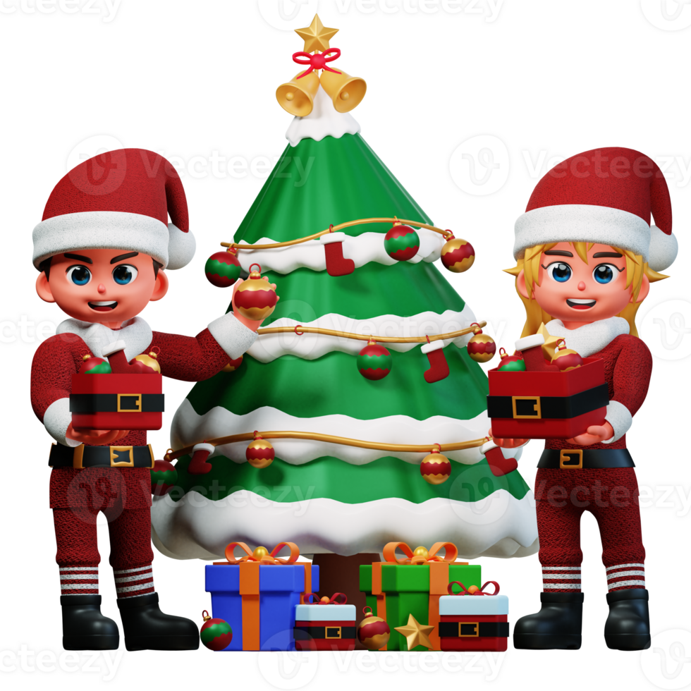 3D Character Christmas Couple Illustration png