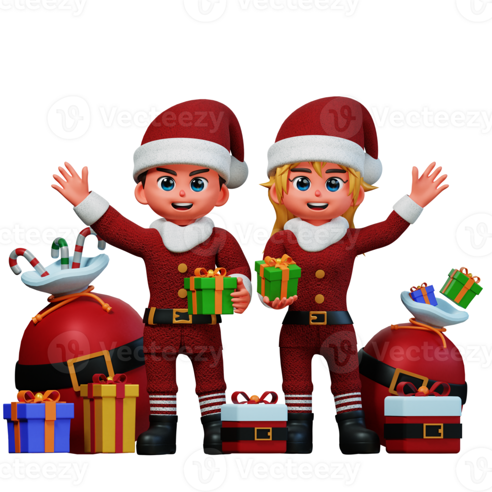 3D Character Christmas Couple Illustration png