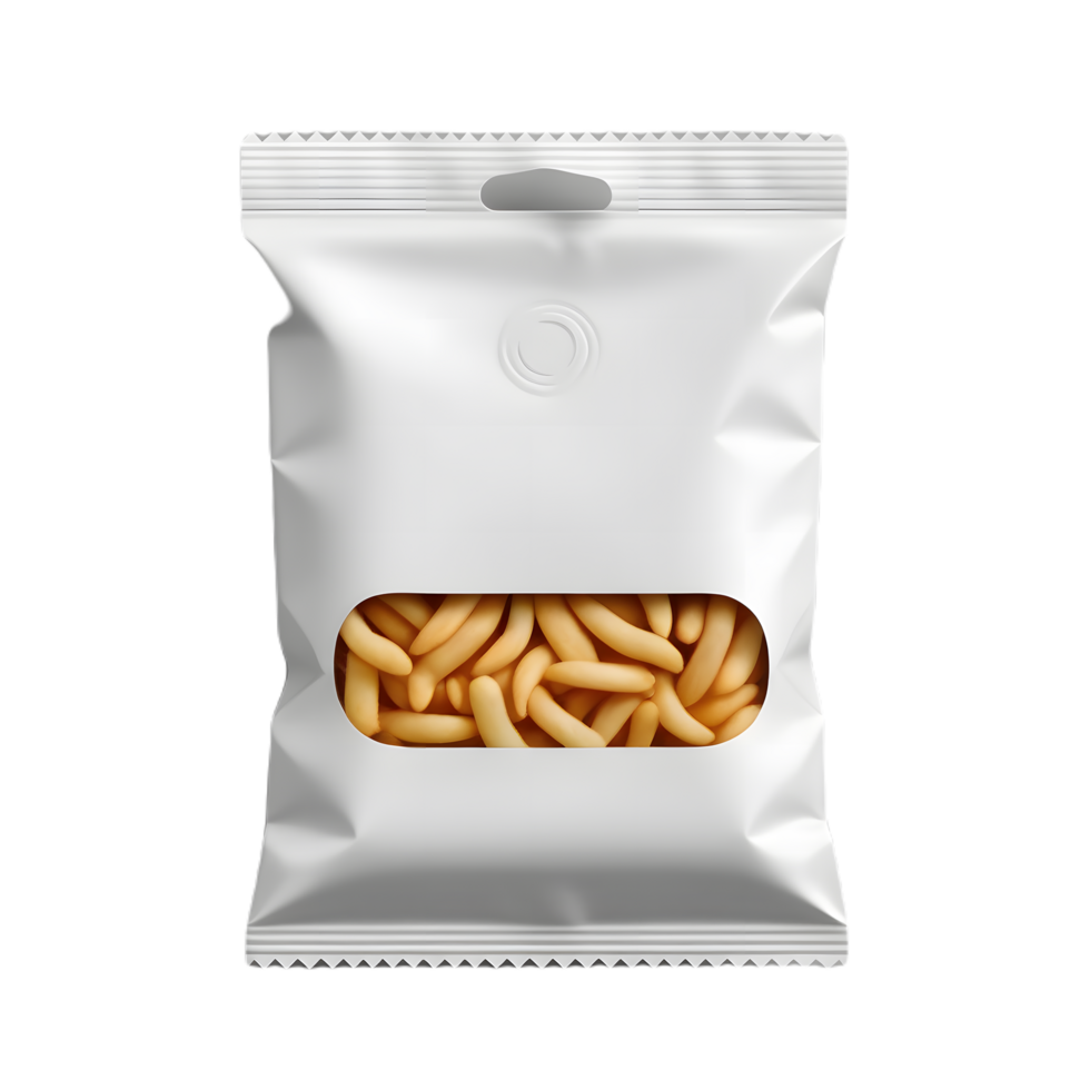 nahtlos Transparenz, oben Aussicht leer Plastik Snack Tasche Attrappe, Lehrmodell, Simulation png