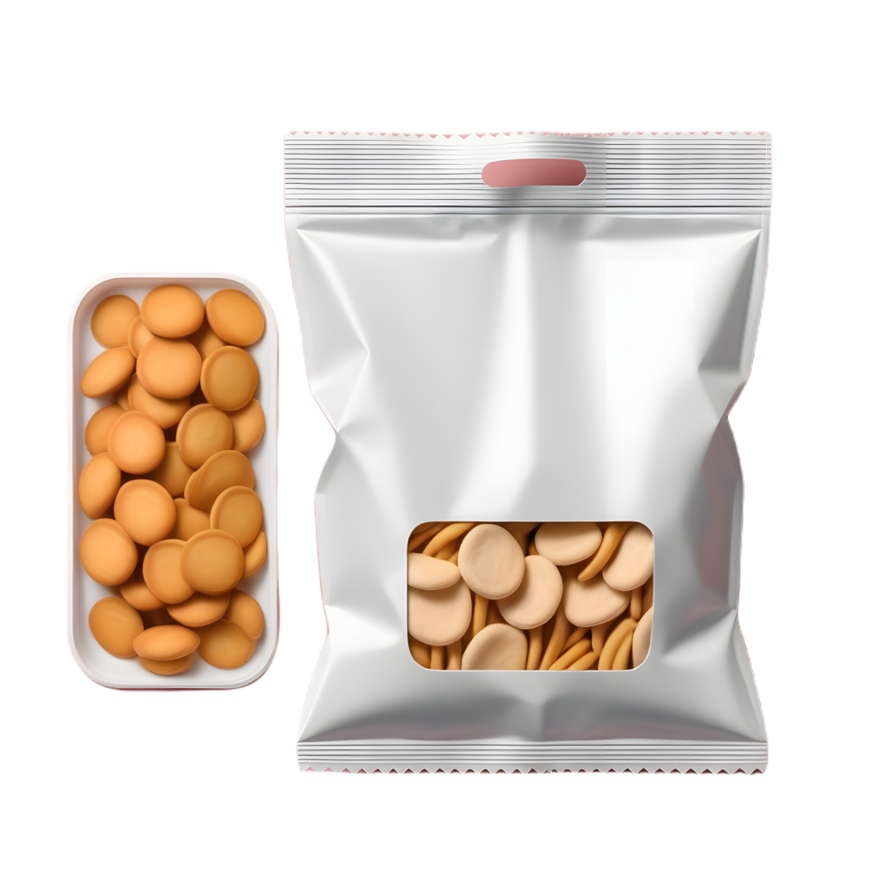 Invisible Allure, Top View Blank Plastic Snack Bag Mockup on Transparency png
