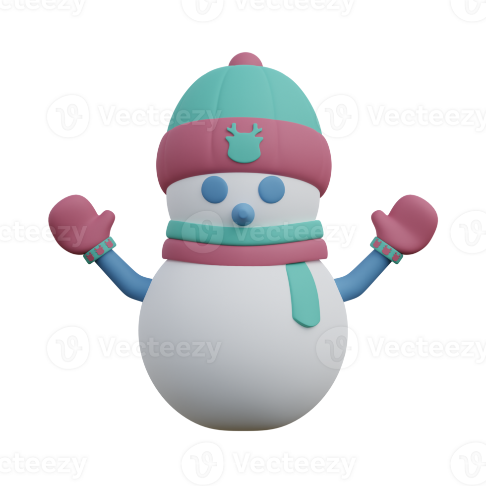 3d illustration of christmas snowman icon png