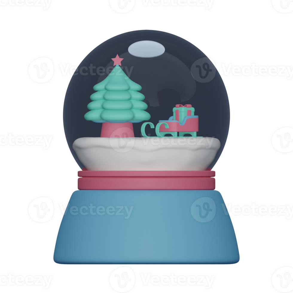 3d illustration of christmas snow globe icon png