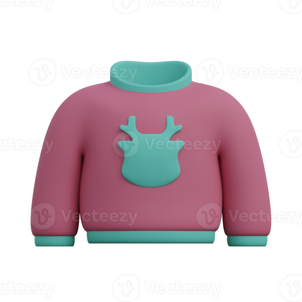 3d illustration of christmas sweater icon png